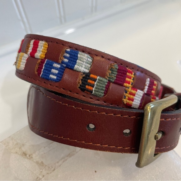 Woven Ripcord Leather Belt Multi-Color Small/Medium - Picture 5 of 8